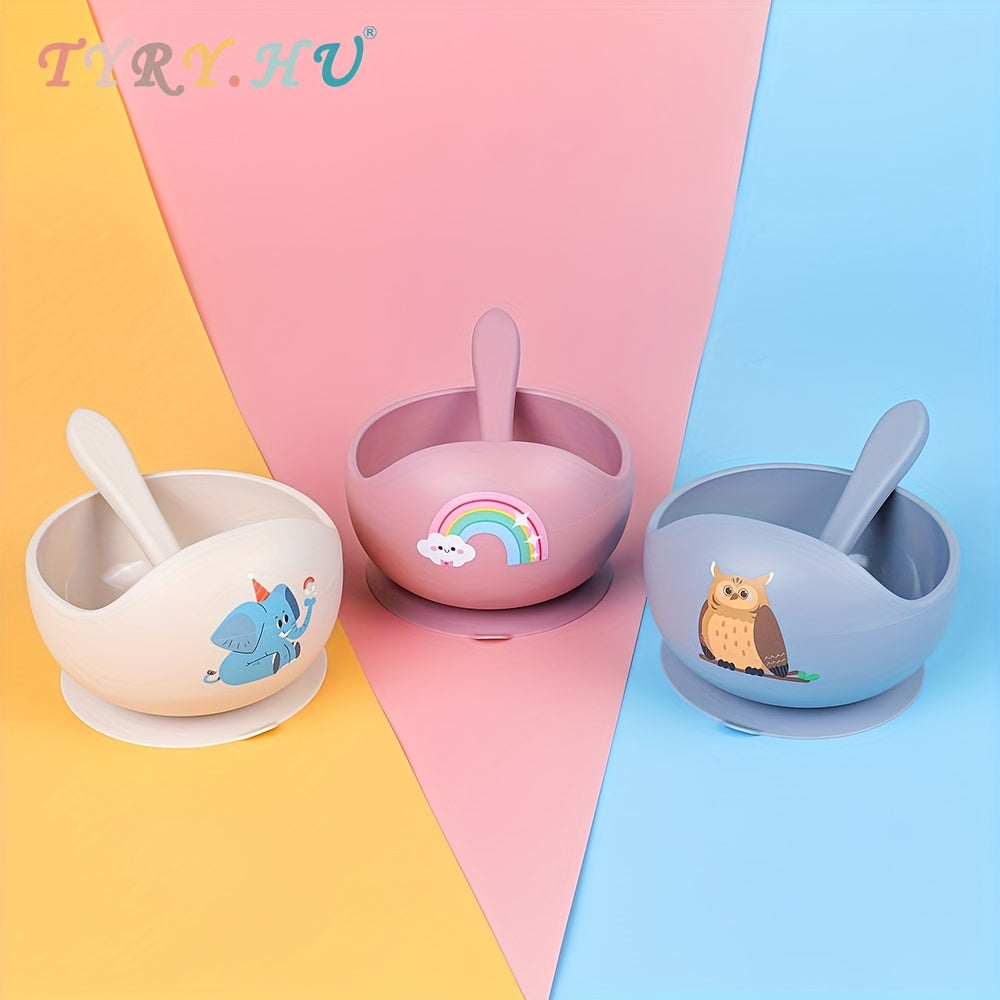 TYRY.HU offers personalized Customized Baby Bowl with Suction, featuring a 2-piece set of silicone bowl and spoon. These BPA-free self-feeding utensils are perfect for your little one. Personalized name option available.