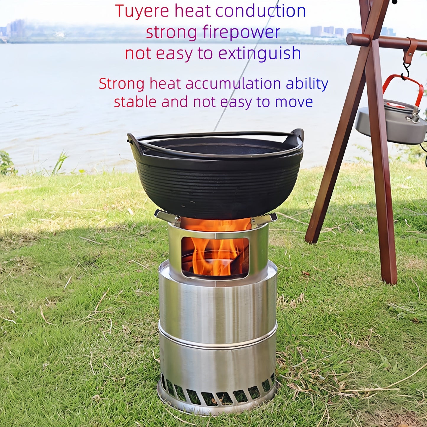 This outdoor stove is a versatile and compact solution for all your heating needs. With a large 20cm diameter and thickened stainless steel construction, this foldable stove can efficiently burn wood, charcoal, branches, and other fuels. Its portable