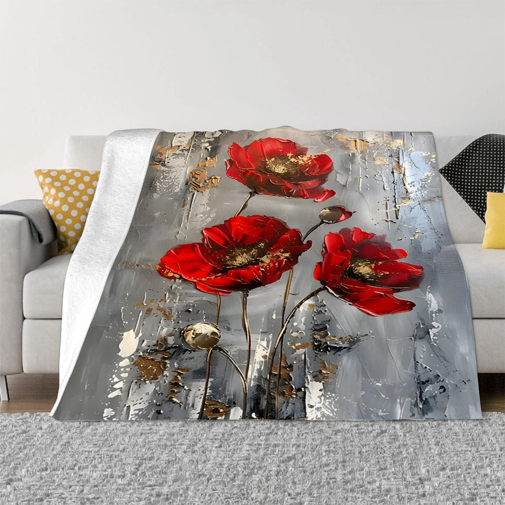 Soft and comfortable, this contemporary throw blanket features a red poppy pattern that is perfect for adding style and warmth to your home sofa, bed, or even for picnics and travel. Made from durable polyester material, this blanket is ideal for