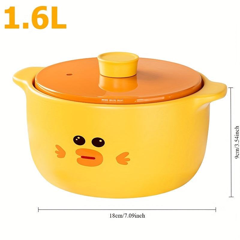 Yellow Duck Stockpot - 6 Litre Capacity, High Temperature Ceramic Pot perfect for Soups, Rice, and Slow Cooking. Versatile Non-Stick Clay Pot for Home Use, suitable for Cooker Tops, Gas Hobs, and Induction Cookware. Ideal for all your kitchen needs.