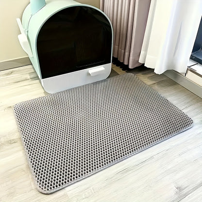 1 Double Layer Cat Litter Mat, Washable EVA Anti-Splashing Trapping Pad for Cleaner Floors - Gray, Cat Litter Catcher