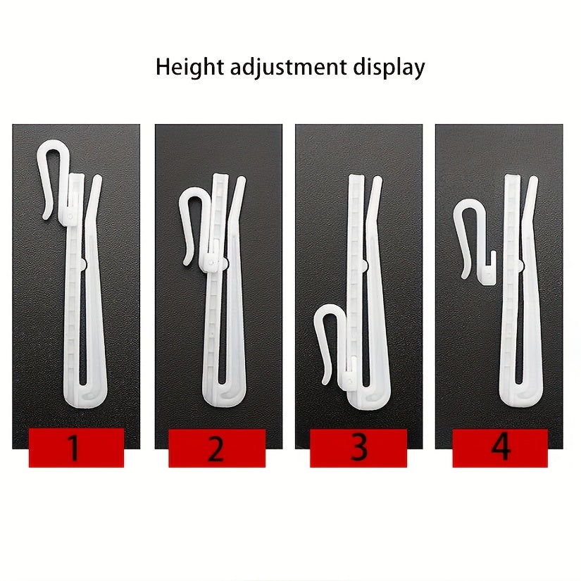 Retractable 3-inch plastic curtain hook with adjustable lift, designed for Korean pleated curtains.