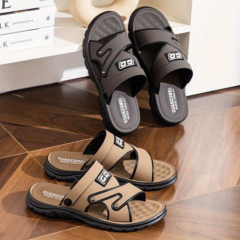 Casual men's sandals for summer outdoor wear with alphabet design and dual-purpose function.