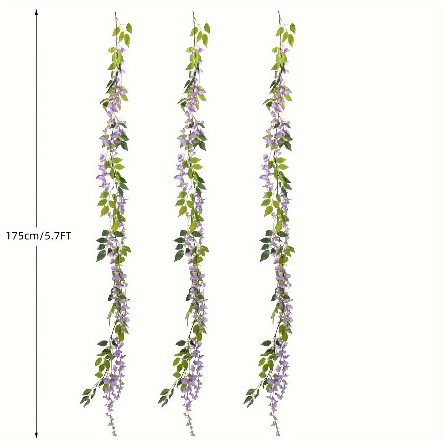 3 pieces of 173.74cm artificial wisteria garlands for home and outdoor wedding decor.