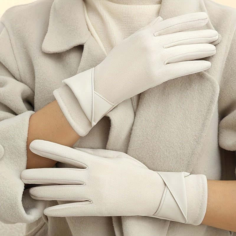 Stay warm and stylish this winter with our Women's Elegant Touchscreen Gloves. These gloves feature a cozy polyester fleece lining, an elastic fit, and a chic bowknot design. The breathable knit material ensures comfort during casual outings, biking, or