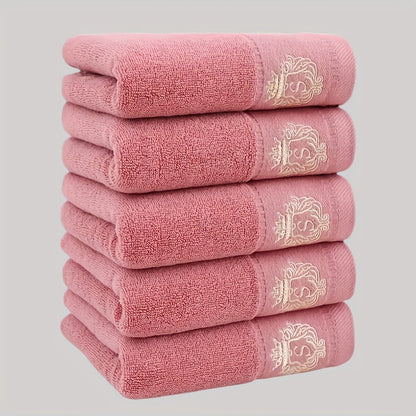 5 hand towels without Korean pattern, absorbent and quick-drying, super soft and skin-friendly, made of 93% cotton and 7% polyester, ideal for home bathroom use.