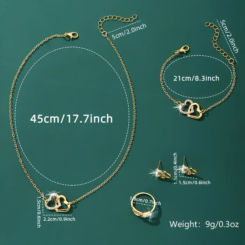 5-piece Women's Heart Jewelry Set