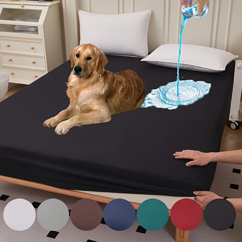 Waterproof Fitted Sheet Mattress Protector - Large Size - Noiseless - Machine Washable - Soft and Comfortable - Perfect for Pet Dog Beds - Pillowcase Not Included