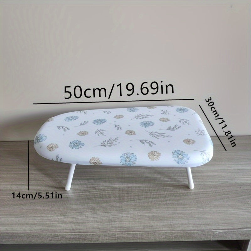 Compact Floral Design Ironing Board, Foldable Tabletop Clothes Pressing Pad, Sturdy Plastic Material, Secure Base, Convenient Space-Saving Option