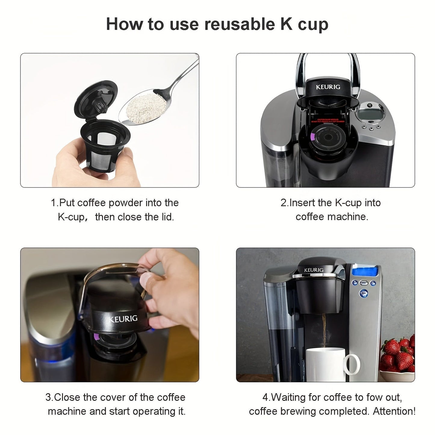 Refillable Reusable K Cups for Keurig, Compatible with Keurig 2.0 and 1.0, BPA-Free