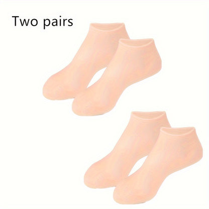 Silicone gloves and socks for soft, fragrance-free hand and foot care.