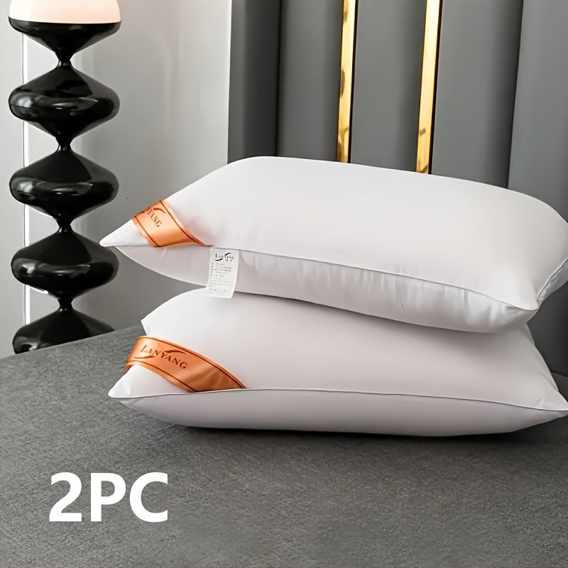 Luxurious High Pillow Combination Pack: Two White Rebound High Pillows for a Soft and Comfortable Sleep Experience. Perfect for Bedroom or 5-Star Hotel Home Use. Ideal for Single Adults.