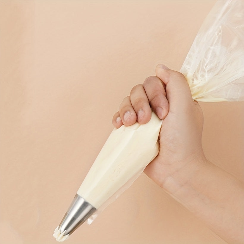 Pack of 100 Thickened Disposable Cream Piping Bags, Ideal for Baking and Squeezing Flower Designs