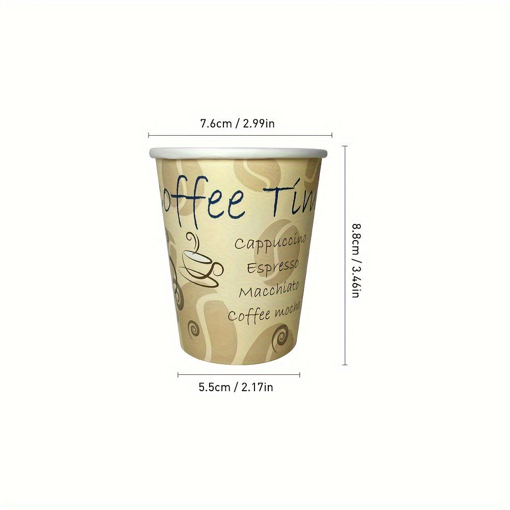 50 to 100 pieces of 8-ounce disposable paper cups ideal for household and commercial use. These hot drink paper cups are food-grade and perfect for coffee, juice, or water. Suitable for home and supermarket tastings, as well as lattes and milk teas.