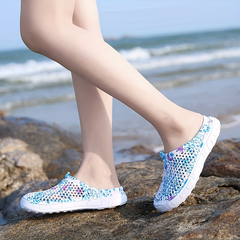 Women's Summer Beach Clogs: Star-patterned, multi-colored, lightweight, and comfortable unisex style