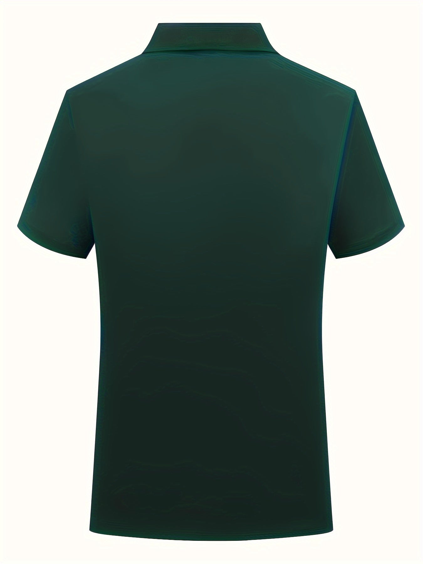 Men's summer casual short sleeve shirt in green, made of 100% polyester knit fabric with slight stretch. Regular fit with solid color lapel collar and button details. 145G/M².