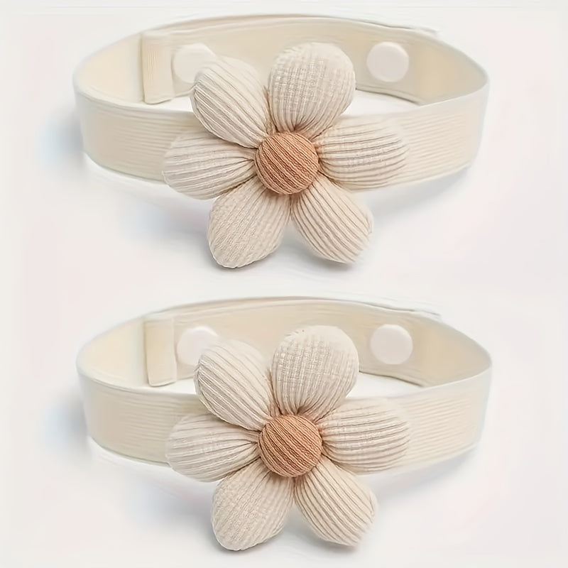 Set of 2 Contemporary Flower Holdbacks with Hidden Button Design, Polyester Tiebacks for Drapery - Perfect for Home Decor