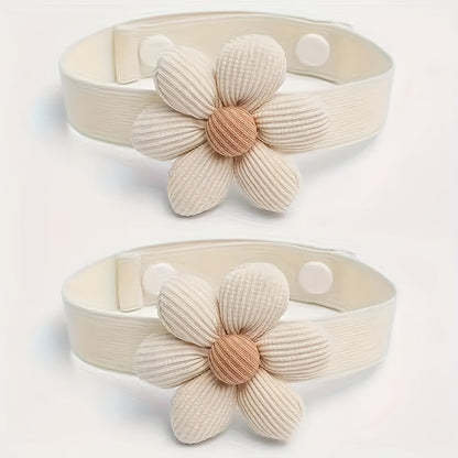 Set of 2 Contemporary Flower Holdbacks with Hidden Button Design, Polyester Tiebacks for Drapery - Perfect for Home Decor