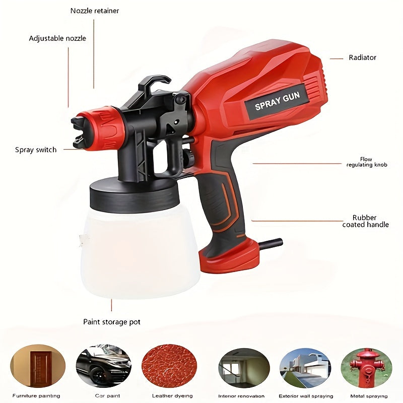 High Power Pneumatic Spray Gun for Electric Latex Paint Spraying & Cleaning, European Standard Plug, Silicone Carbide Grit