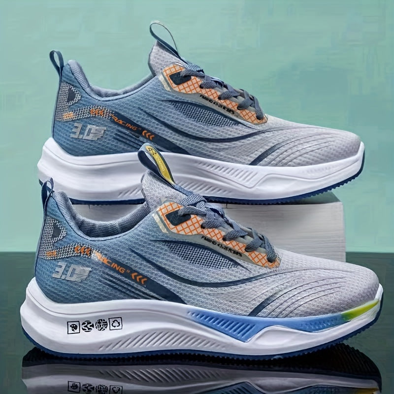 Durable, breathable running shoes with gradient color stripe pattern. Ideal for outdoor workouts year-round.