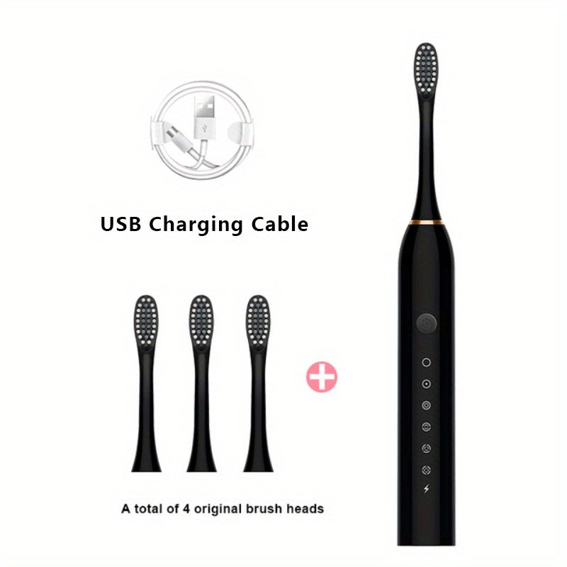 USB Rechargeable Sonic Electric Toothbrush with Replaceable Brush.