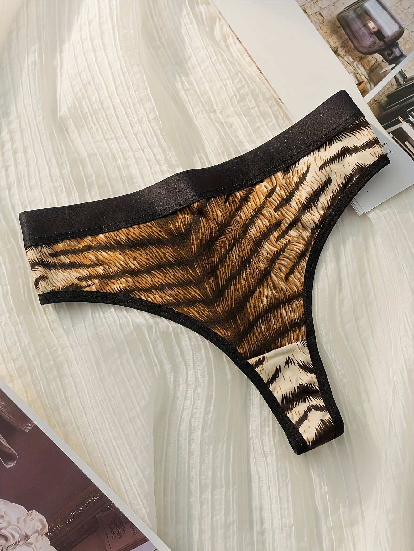 6pcs Sexy Leopard & Zebra Print Thongs for Women - Quick-dry, low-rise and comfortable fit