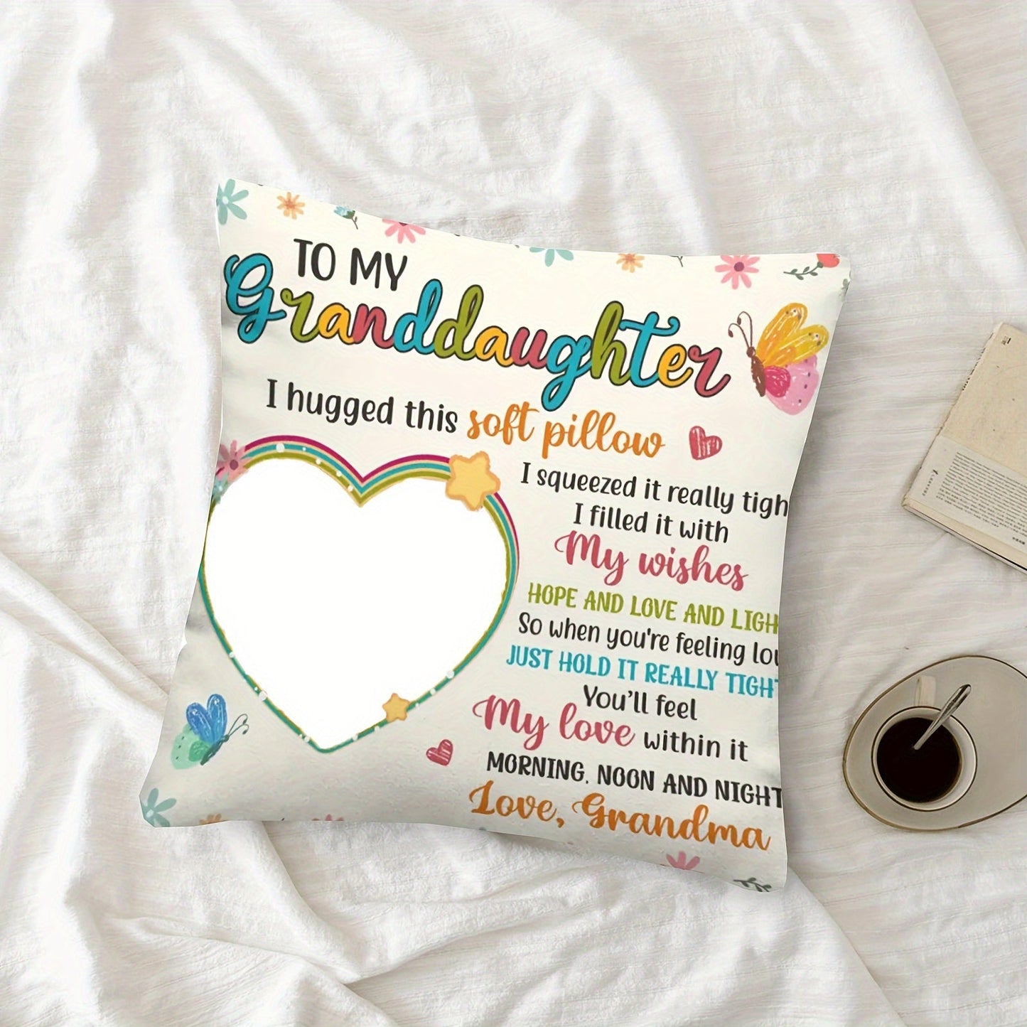 Personalized 45.72x45.72cm Soft Plush Pillowcase with 'You'll Feel My Love' Message - Ideal Family Gift, Custom Photo Option, Home and Room Decor (Pillow Not Included)