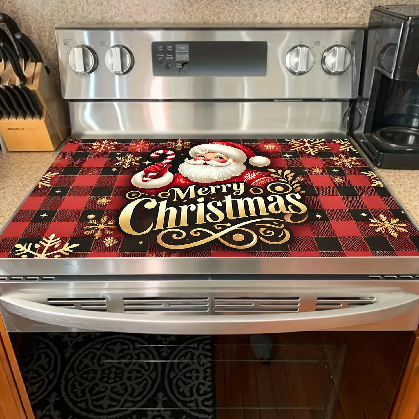 Anti-Slip and Waterproof Stove Top Cover for Christmas - Protects Electric Glass Stoves, Prevents Scratches, Can Also Be Used for Cooktops, Washers, Dryers, and Ironing Mats. Easy to Clean and Heat Resistant. Comes in a Set of 1.