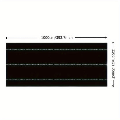 1 Roll of Agricultural Weed Control Mulch in black plastic, with widths of 59.99cm, 79.98cm, 100.0cm, 119.99cm, and 149.99cm, and a length of 10.0 meters