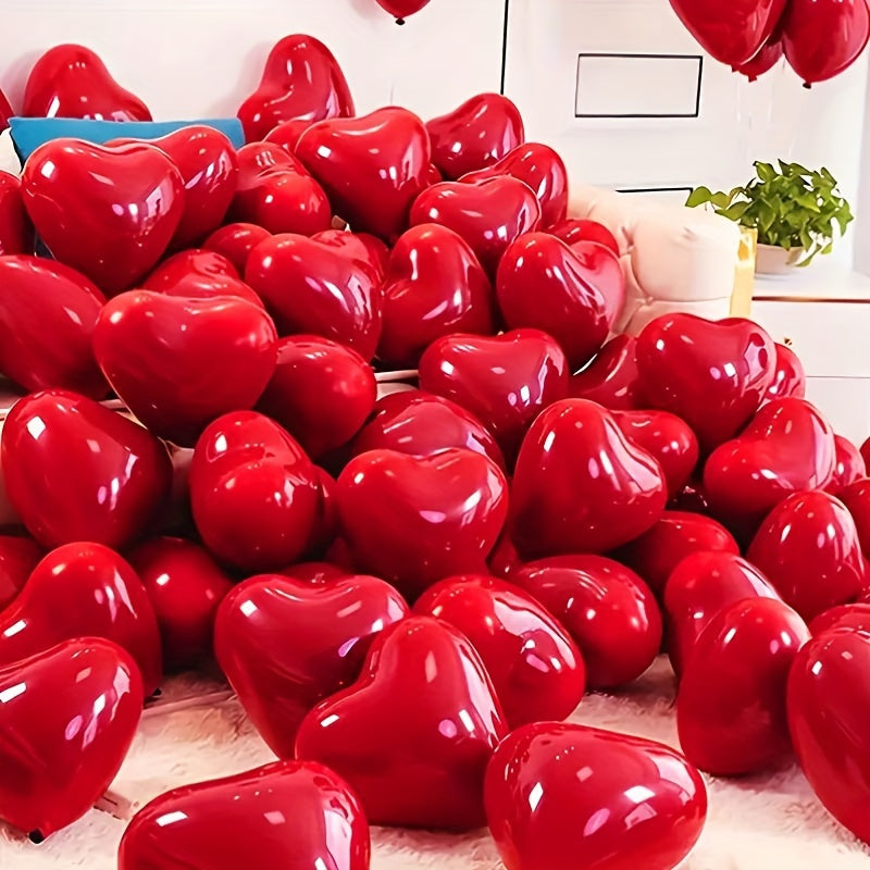 30 Romantic red heart-shaped balloons perfect for various celebrations, no electricity required.