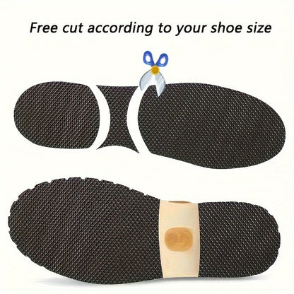 Self-adhesive tape repairs shoe soles for high heels, sneakers, and sandals, with non-slip insoles, patches, and pads.