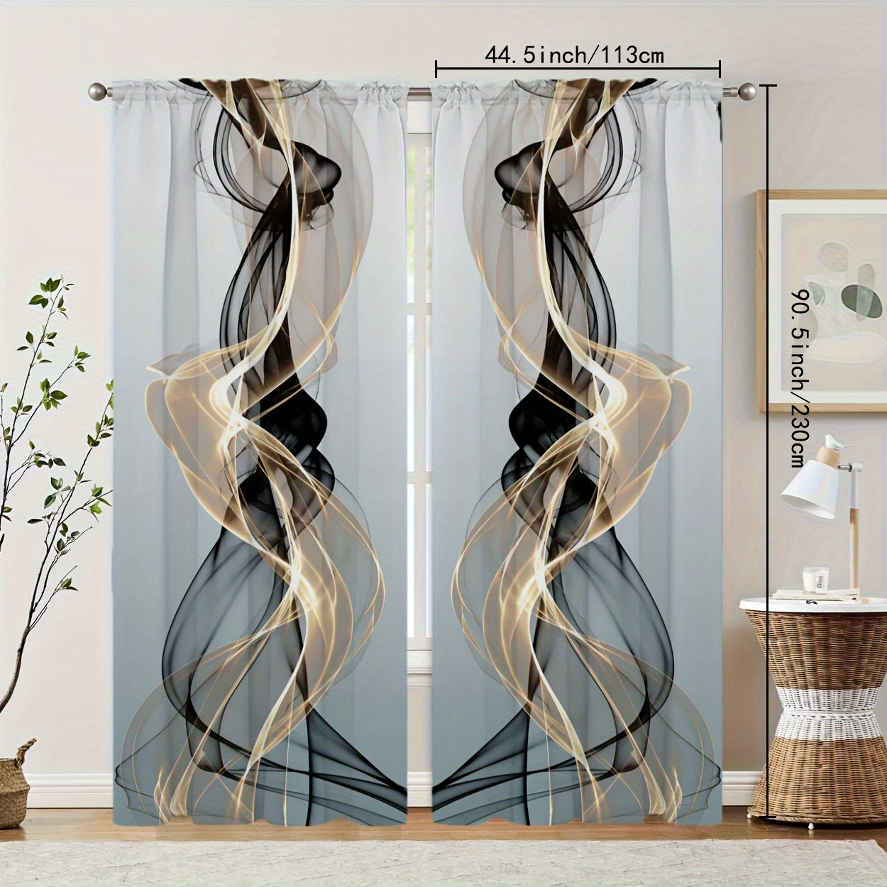 Set of 2 Modern Art Abstract Pattern Curtains, Rod Pocket Decorative Window Drapes, Ideal for Bedroom, Living Room, or Study, Home Decor Window Treatments