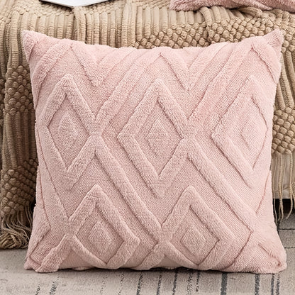 Soft velvet diamond check pillow cover, ideal for office sofa and headboard decor. Machine washable with zip closure (pillow insert not included). Perfect for couch pillows.