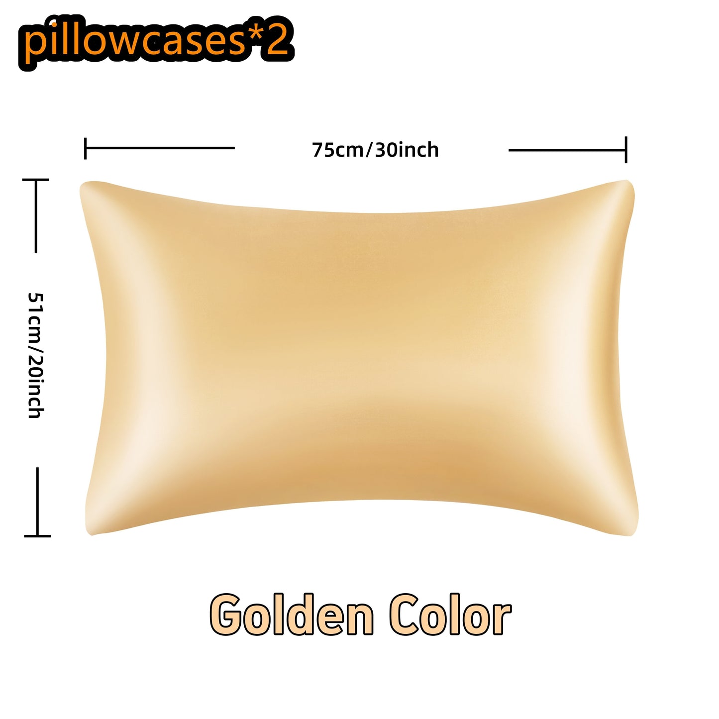 Two pieces of luxurious satin pillowcases available in various colors. These pillowcases feature a smooth and glossy finish with an envelope closure for convenience. They are machine washable and made of 100% polyester. No filler is included.