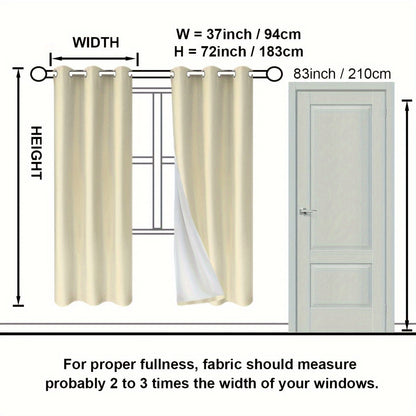 Suhuan Top Curtains, 2PC Set of 100% Blackout Insulation Soundproof Curtains with White Lining, Ideal for Bedroom, Office, Living Room, and Home Decor