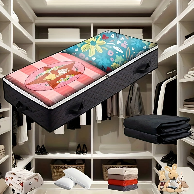 Full window storage bags are available in packages of 1 piece, 3 pieces, or 5 pieces. These dustproof bags feature handles and are foldable for easy storage. They are ideal for storing quilts, bedding, and other items in your home. The low storage box