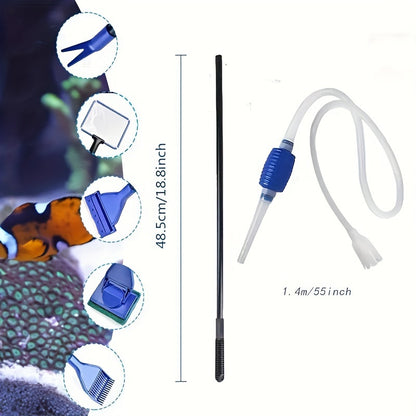 7-частный комплект для обслуживания аквариума без батареи, включает в себя смену воды, сифоновый шланг, насос для промывания песка и удаления отходов, а также ручной инструмент для чистки.