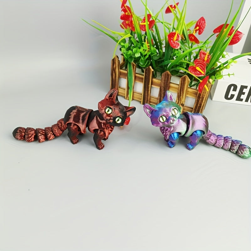 Mardi Gras Fantasy Cat Figurine with Articulated Joints - No electricity required, perfect for gifting on various occasions.