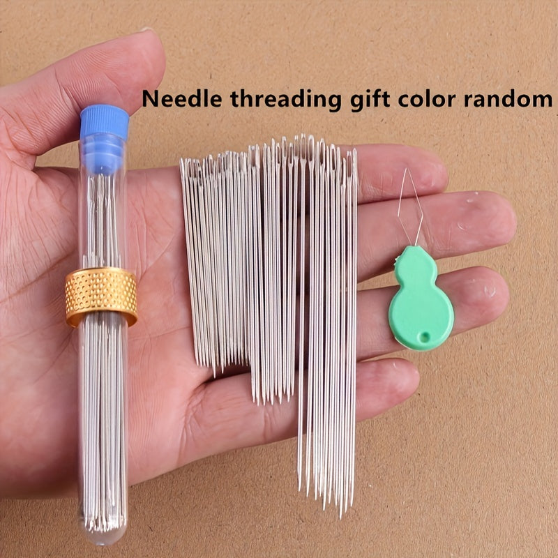 40pcs of large eye sewing needles for quilting, made of durable steel for hand sewing.