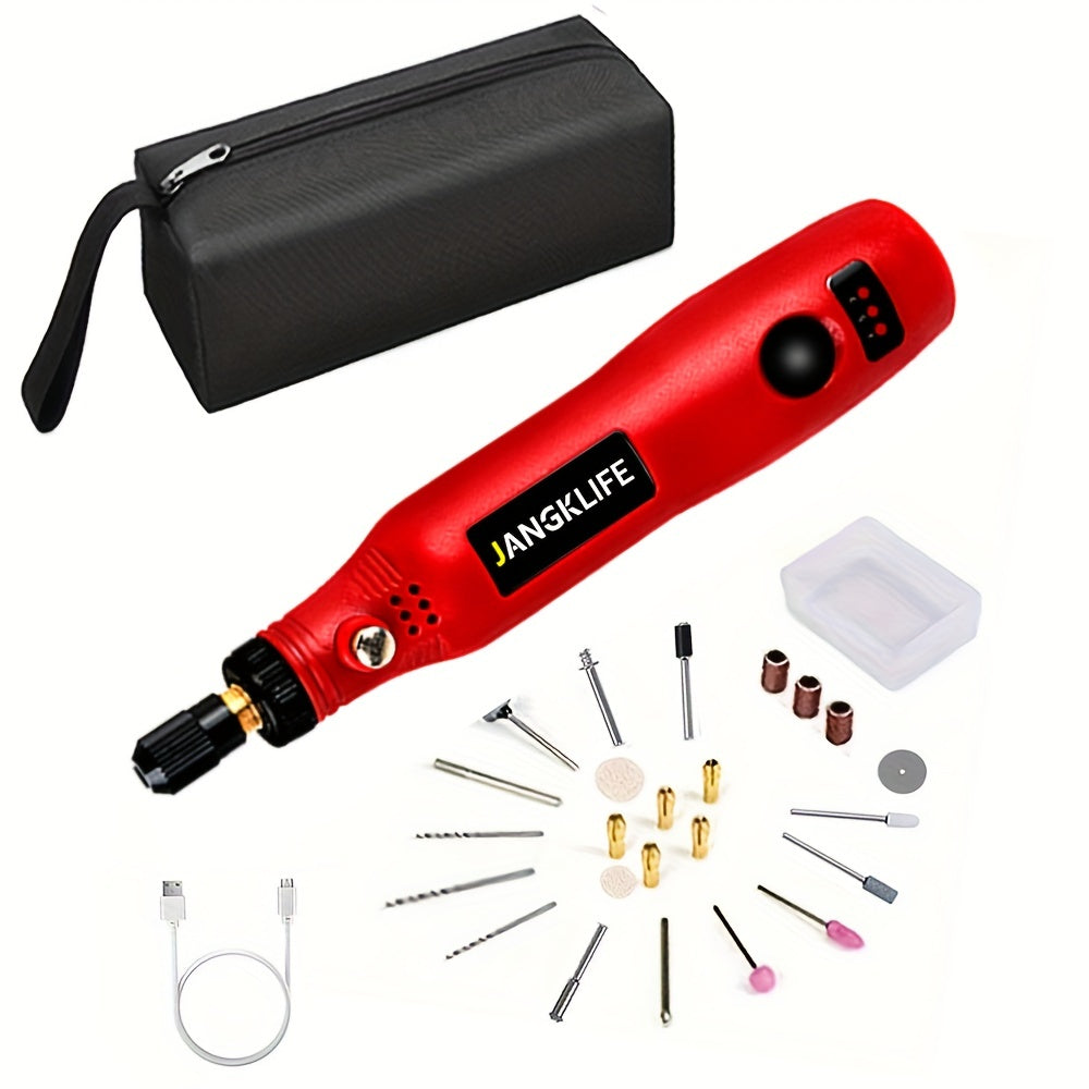 Cordless Mini Rotary Tool: Li-ion Battery, 3 Speeds, USB Charging, Multiple Functions & Accessories.