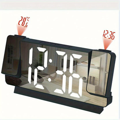 LED Dual Projection Alarm Clock with USB Power, Battery Operated, Digital Wall Clock for Bedrooms.