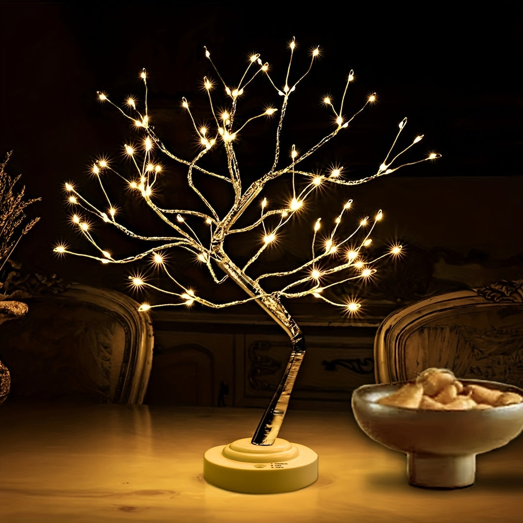 50.8cm Bonsai Tree Light featuring 108 Warm LED Lights. Dual USB/Battery operated. Ideal for Bedroom Ambiance & Holiday Decor. Easy DIY Artificial Tree Lamp.