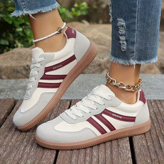 Women's Fashion Sneakers - Non-Slip, All-Season Casual with Stable Support, Faux Leather Upper & Fabric Lining