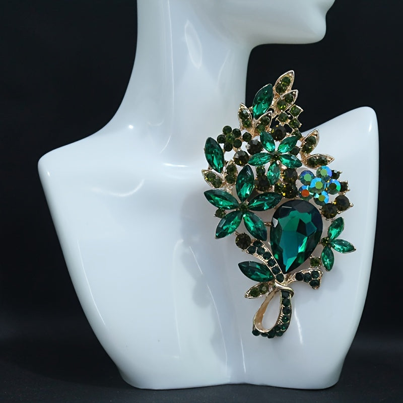 Stunning Flower-Shaped Brooch Adorned with Sparkling Rhinestones - A Chic Lapel Pin for Women's Clothing, Perfect for Dresses, Coats, Sweaters, and Corsages