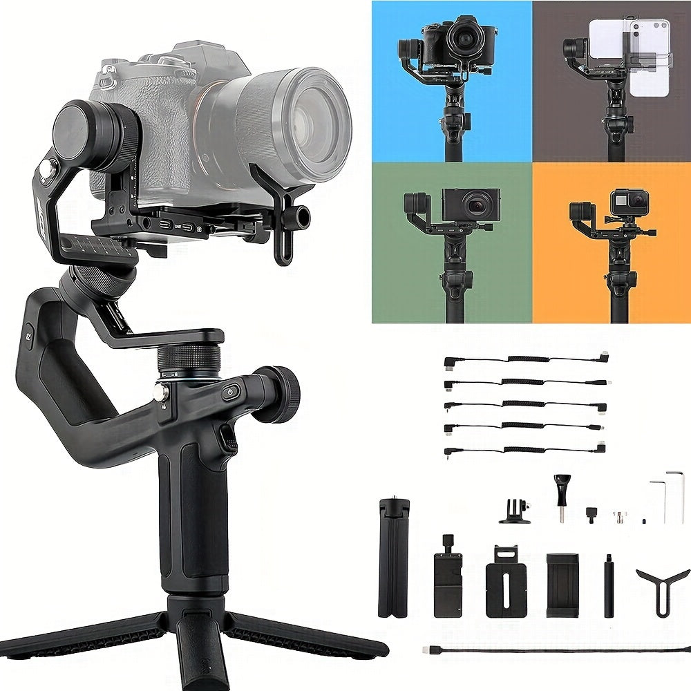 FeiyuTech Scorp Mini: Stabilizer for Mirrorless Cameras, Compact Cameras, Action Cameras, Gopro, iPhone 15 Pro, with Touch Screen, 1.18KG Payload.