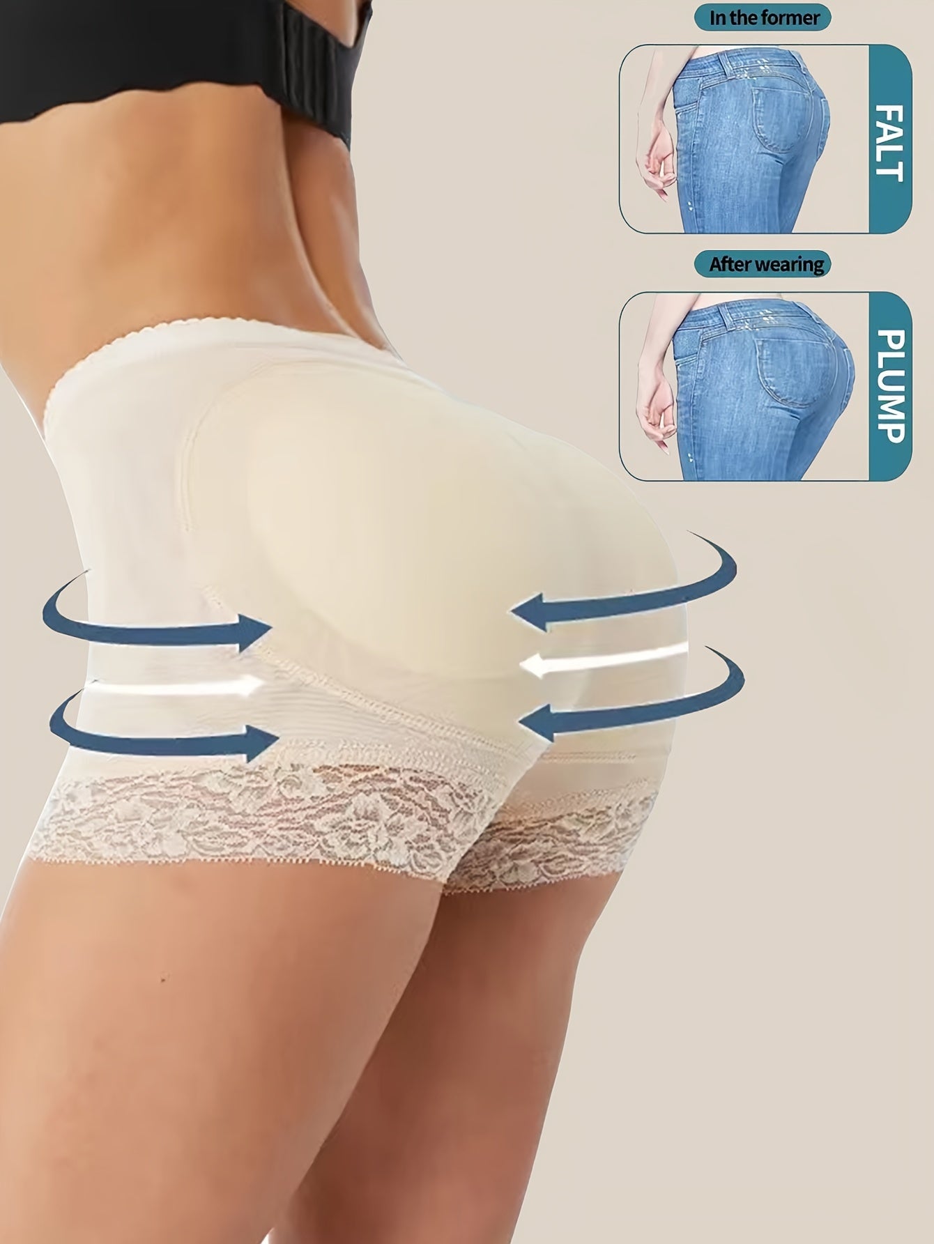 Faux buttock enhancer shapewear for women