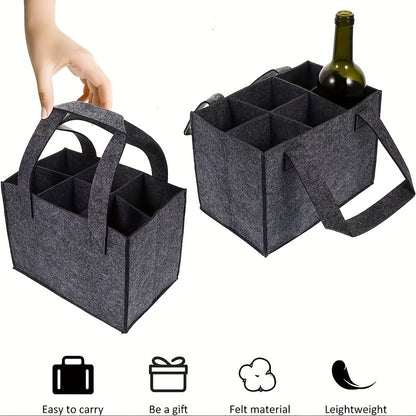 The Red Wine Portable Felt Bag can hold up to 6 bottles of wine or beer.