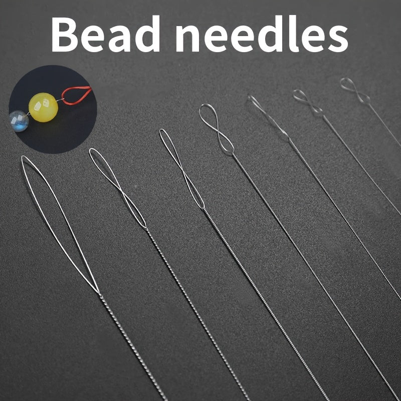 Set of stainless steel beading needles that are flexible, durable, and ideal for working with fine beads. No electricity needed, perfect for DIY jewelry making and crafts. Essential beadwork tools.