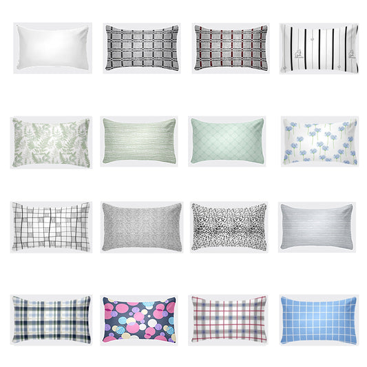 Soft envelope closure pillowcase made of 100% cotton, without core. Features flower and plaid patterns on breathable fabric with a thread count of 144TC. Ideal for main bedroom, guest room, or dorms. Perfect gift idea.