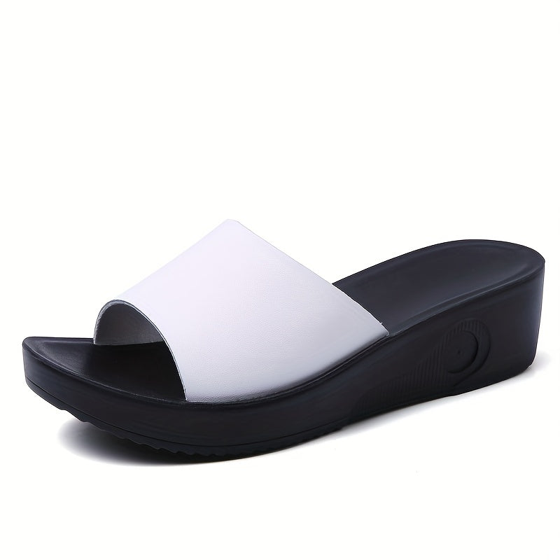 Women's comfortable open toe slip on platform wedge sandals, casual walking shoes.